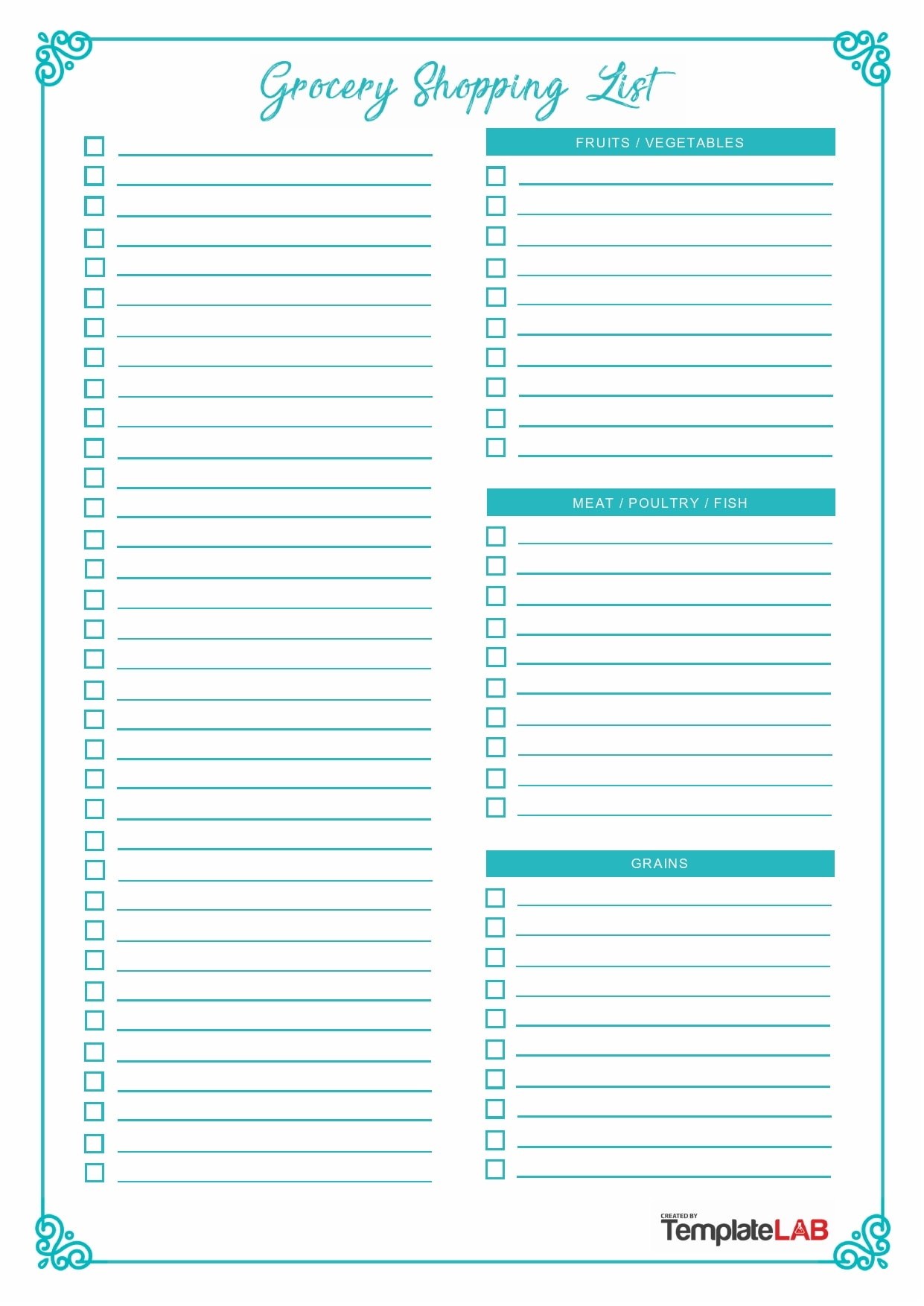 30 Useful Grocery List Templates Shopping Lists 