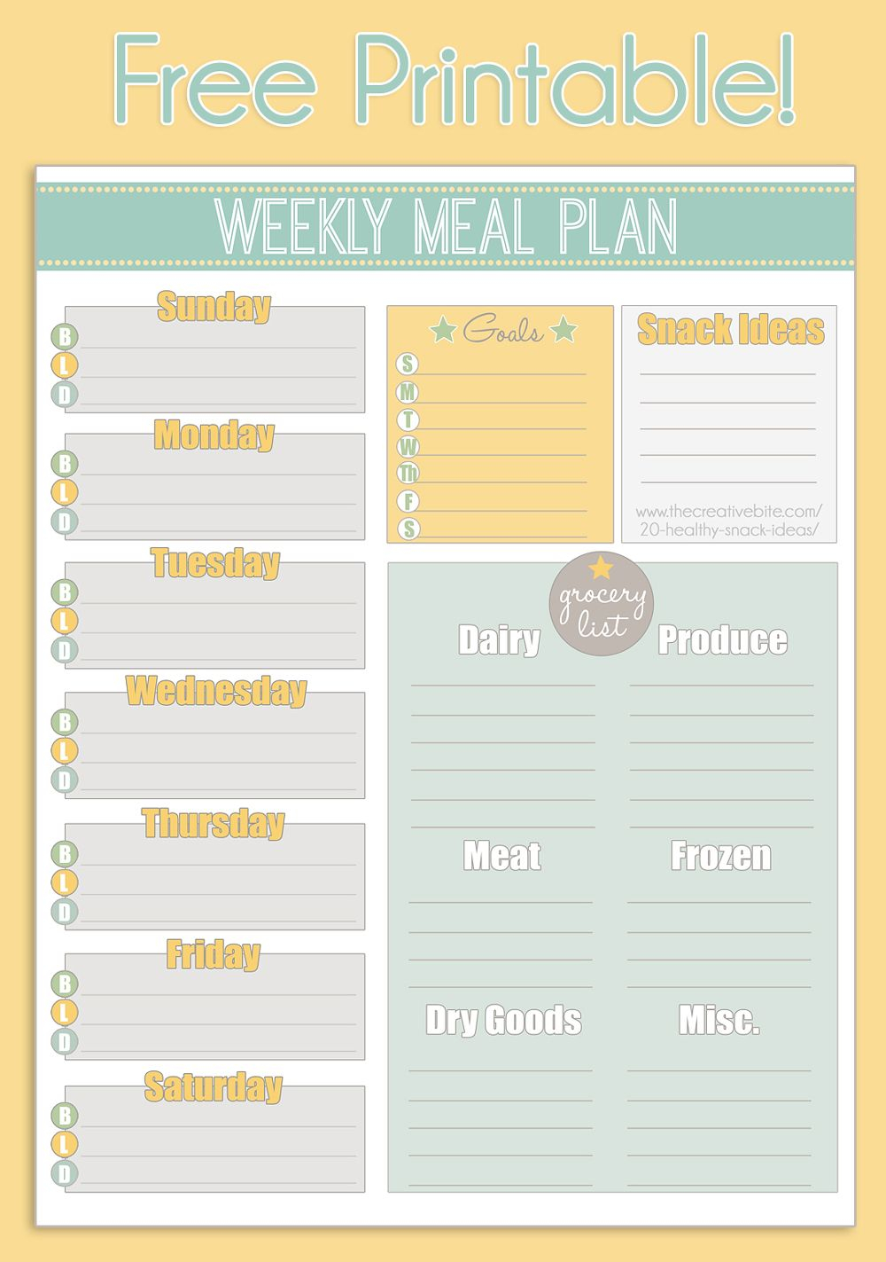 Free Printable Weekly Meal Planner Calendar Weekly 
