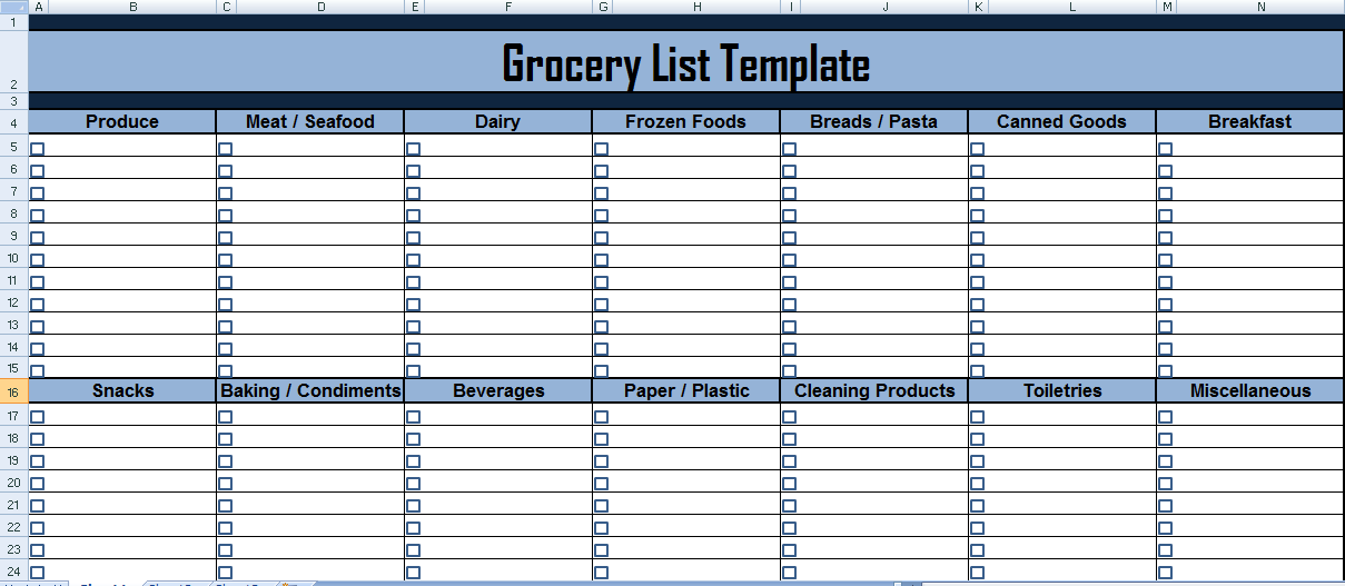 Get Grocery List Template In Excel Microsoft Excel Templates