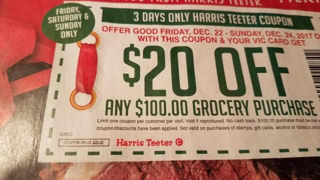 Harris Teeter Coupon 20 Off 100 Purchase WRAL