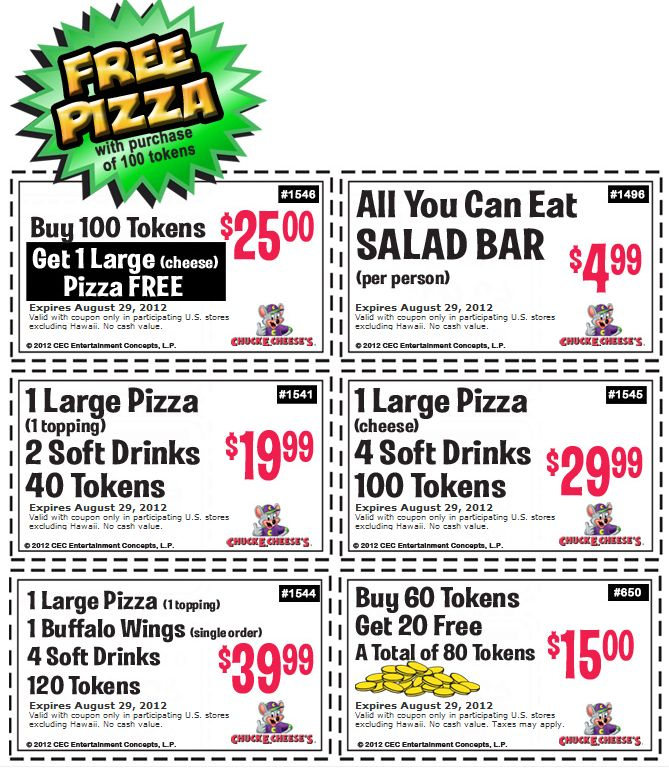 Large Pizza Plus 100 Game Tokens Just 25 And More At 