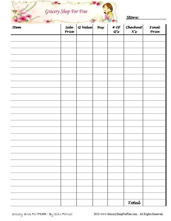 Printable Grocery Coupon Shopping List Grocery Shopping 