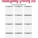 Printable Thanksgiving Grocery List Shopping List
