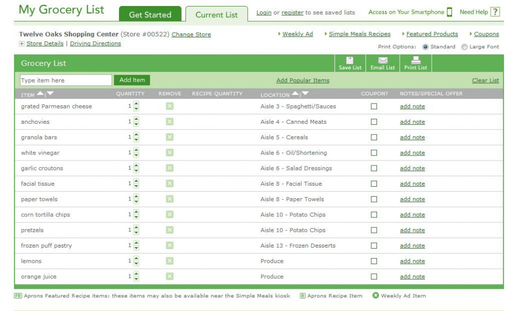 Publix Grocery List With Aisle Numbers Ah mazing Food