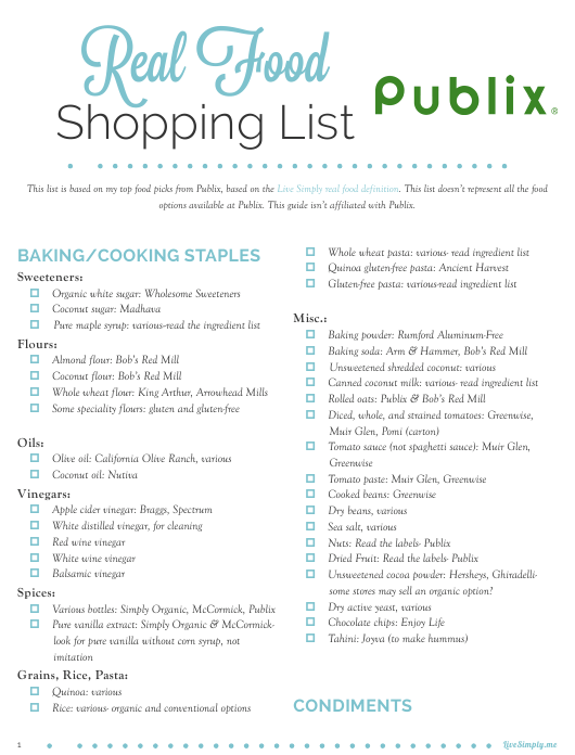 Shopping List Template Real Food Publix Download 