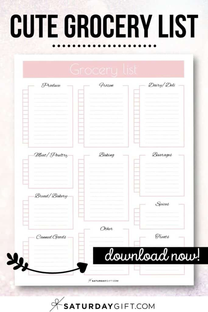 Cute Printable Grocery Shopping List To Simplify Your Shopping
