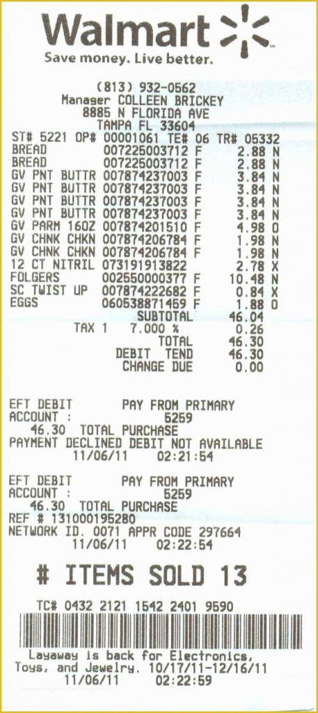 Free Walmart Receipt Template Of Elegant Walmart Receipt