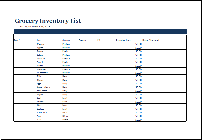 Grocery Inventory Templates 7 Free Printable Xlsx 