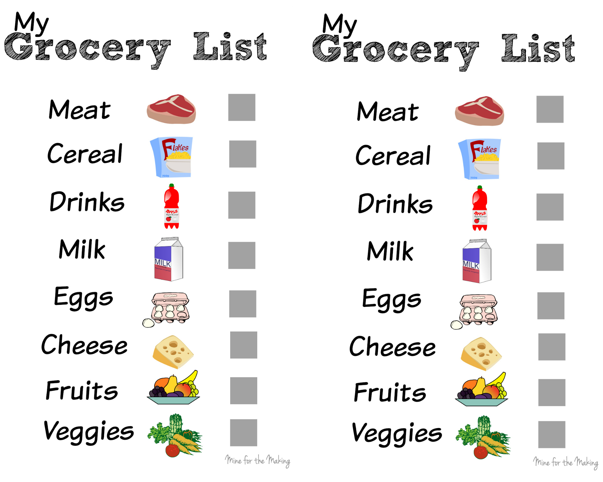 Kids Grocery List Print Mine For The Making