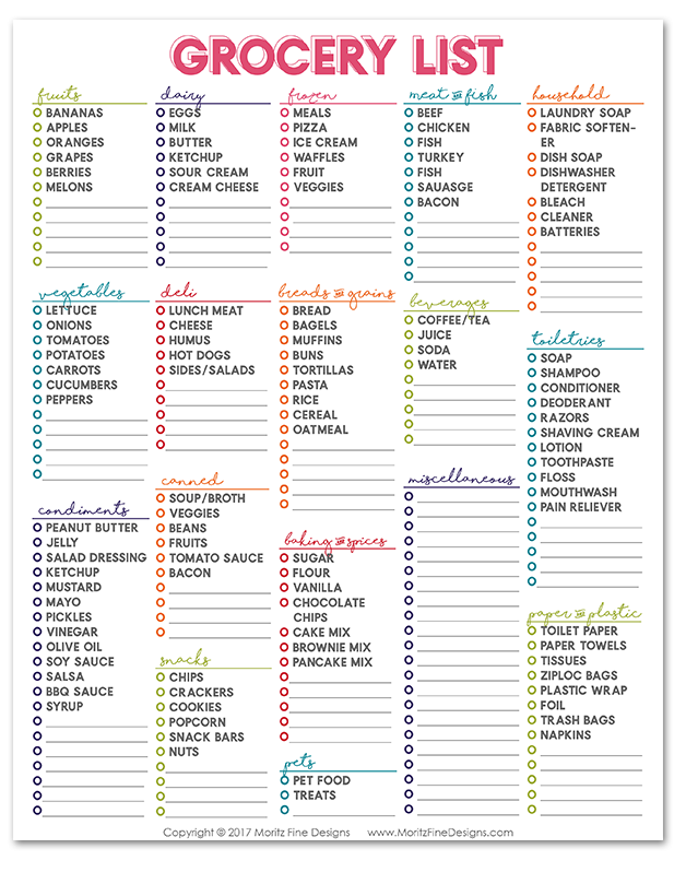 Master Grocery List Free Printable Weekly Shopping List 