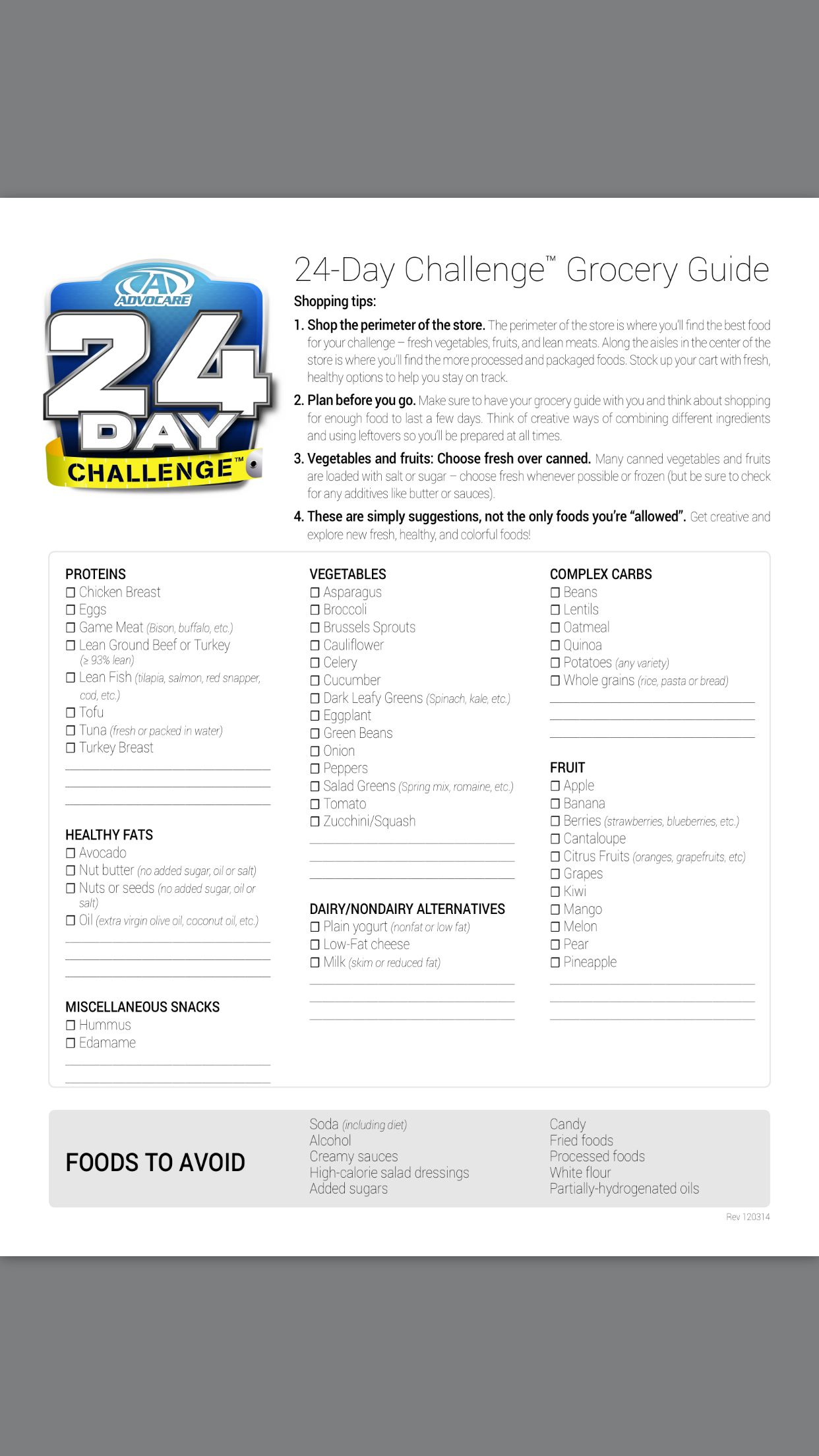 Advocare 24 Day Challenge Grocery List Www fdchampions 