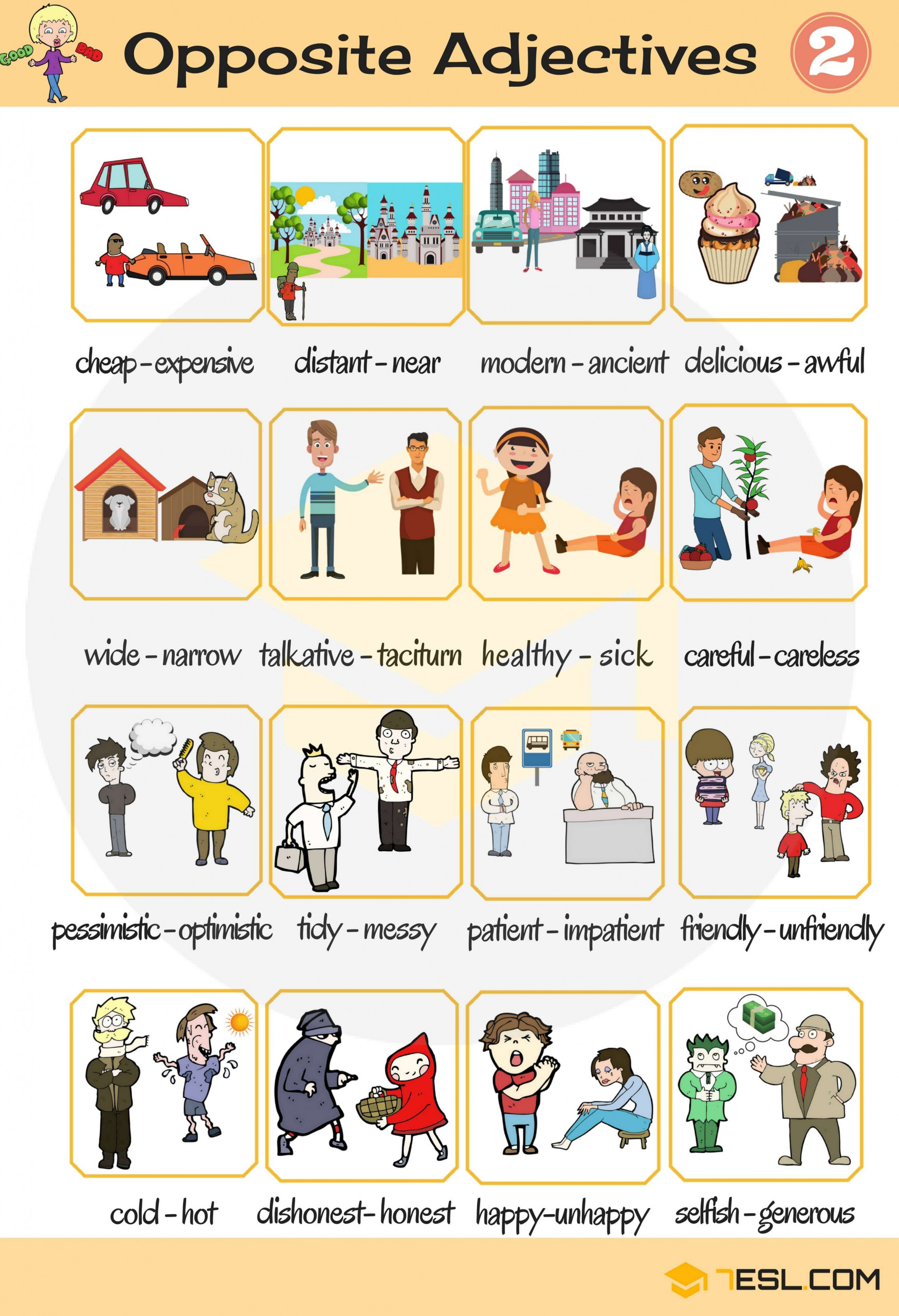 List Of Opposite Adjectives In English ESLBuzz Learning 