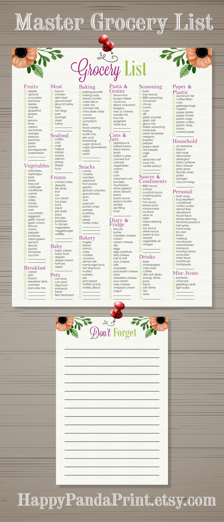 Master Grocery List Checkmark Printable Grocery Shopping 