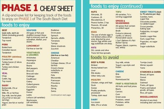 South Beach Diet Phase 1 Food List South Beach Diet 
