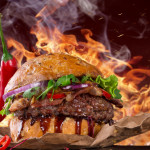 Wallpaper Burger Steak Fire Fast Food Pepper 5k Food