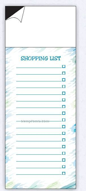 25 Sheet Blue Border Shopping List W Magnet 3 1 2 X7 1 2 
