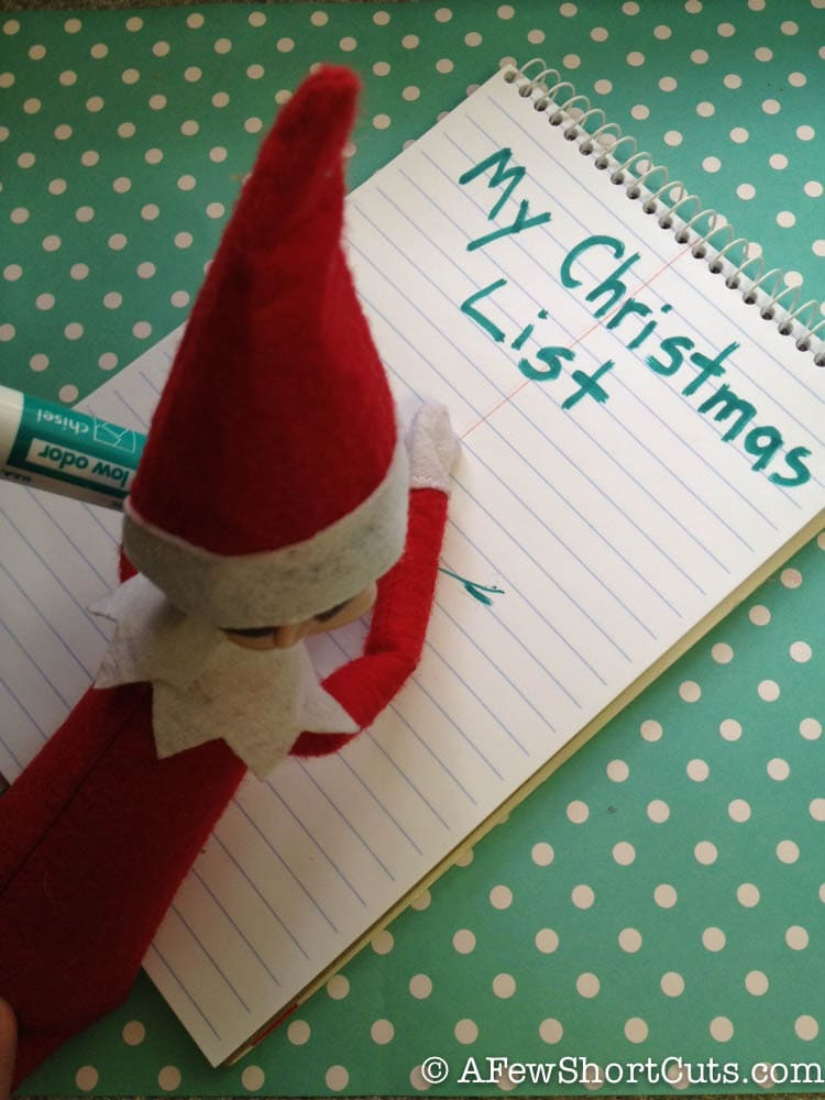 Elf On The Shelf Making A Christmas List A Few Shortcuts