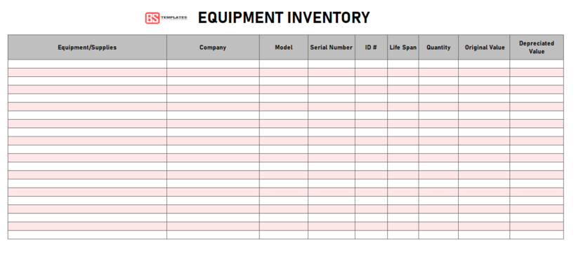 Free Equipment Inventory Template For Excel List Sheet