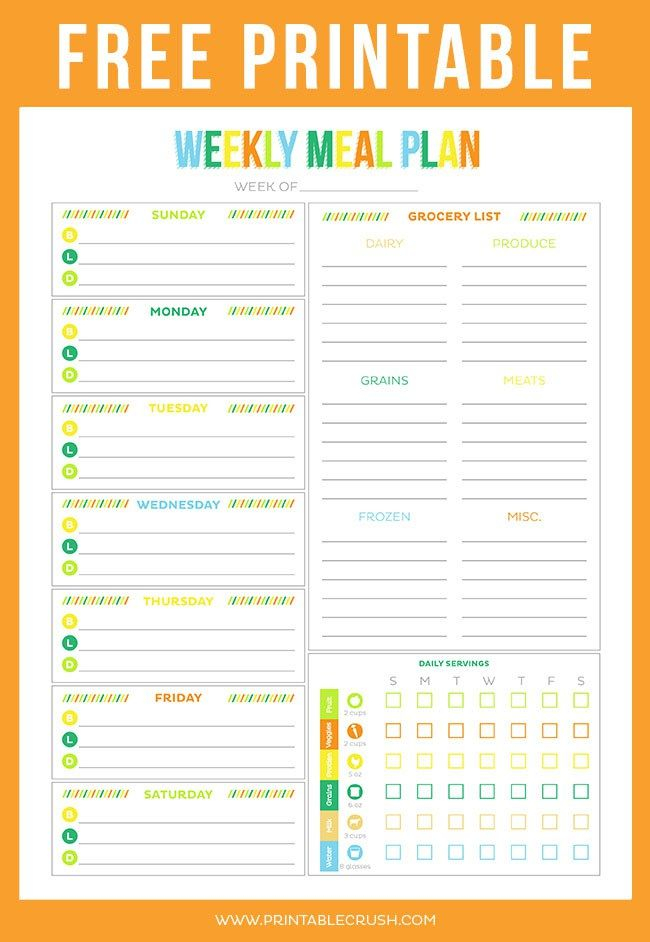 FREE Printable Weekly Meal Planner Weekly Meal Planner 