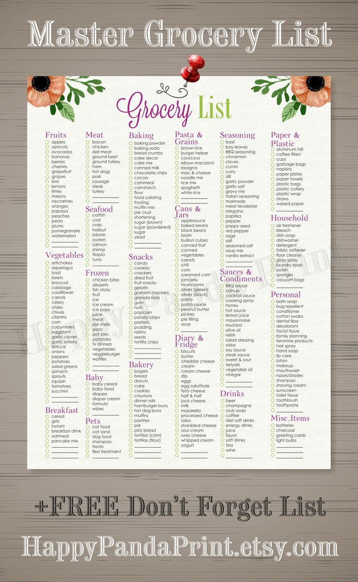 Master Grocery List Checkmark Printable Grocery Shopping 