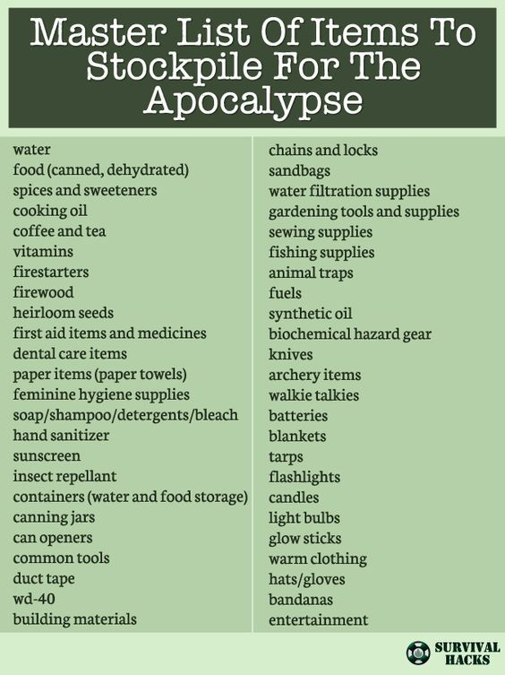 Master List Of Items To Stockpile For The Apocalypse Http 