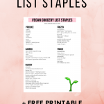 Vegan Grocery List Staples Free Printable Checklist