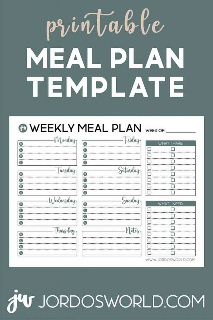 Weekly Meal Plan Template Meal Prep Resources Jordo s 