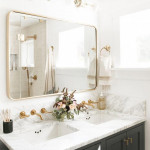 White And Gray Bathroom Dark Gray Vanity Gold