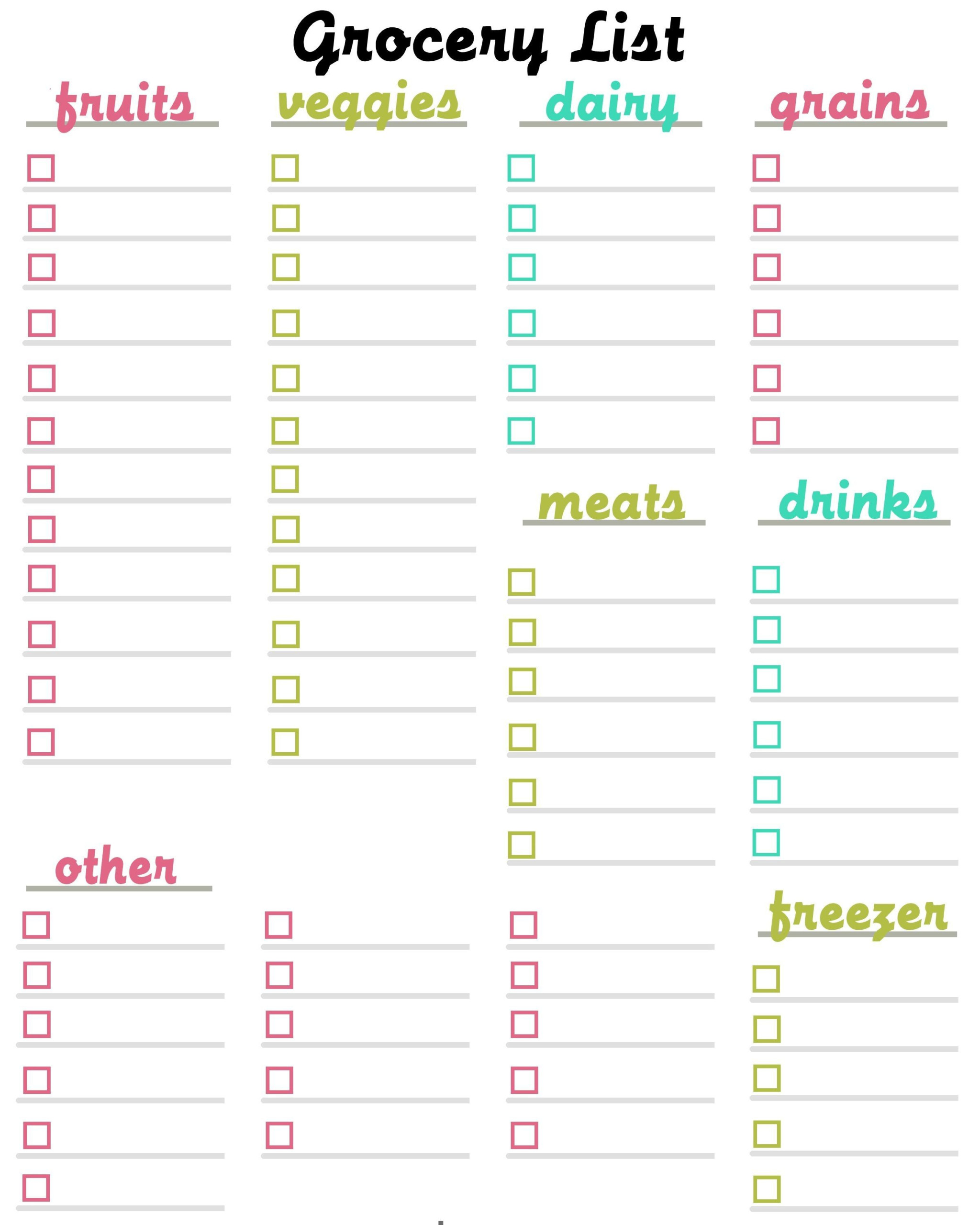 Meal Planning Template Grocery Shopping List Template Printable 