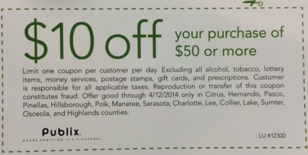  10 Off 50 Publix Coupon In Sunday s Paper for Some Of 