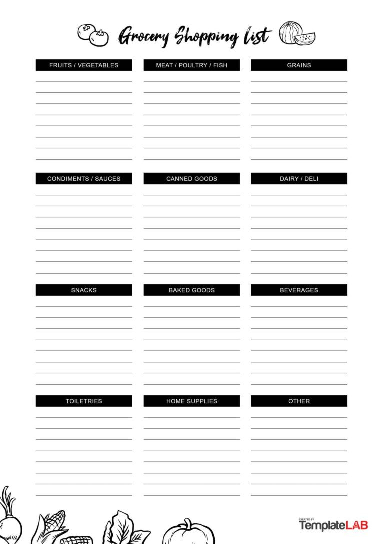 40 Printable Grocery List Templates Shopping List In 