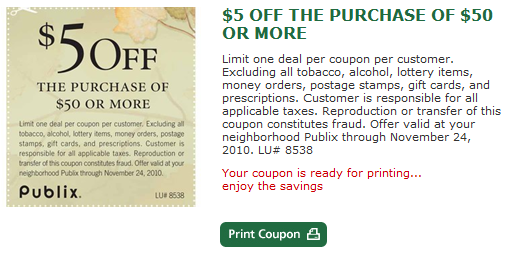  5 00 Off Of 50 00 PRINTABLE Publix Coupon 