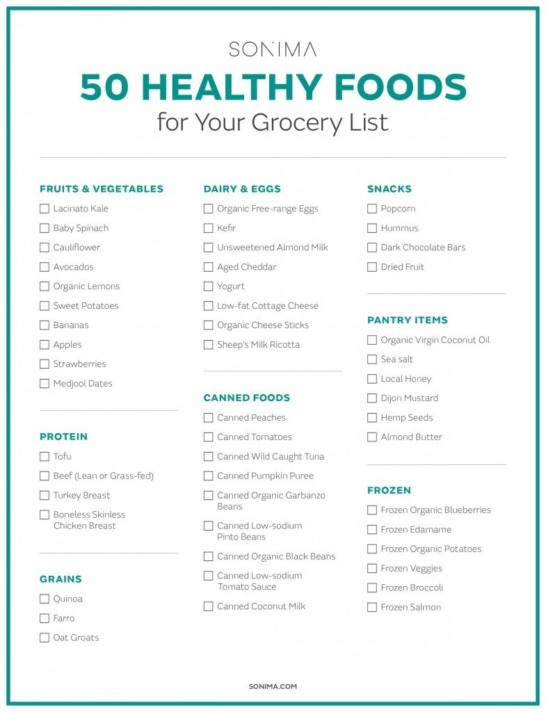 50 Healthy Foods To Add To Your Grocery List Sonima