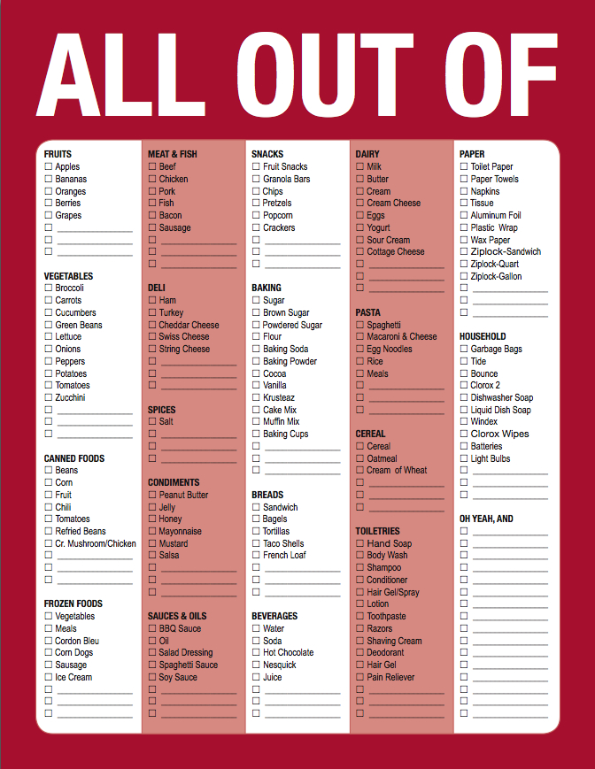All Out Of Grocery List Printable Template Business PSD 