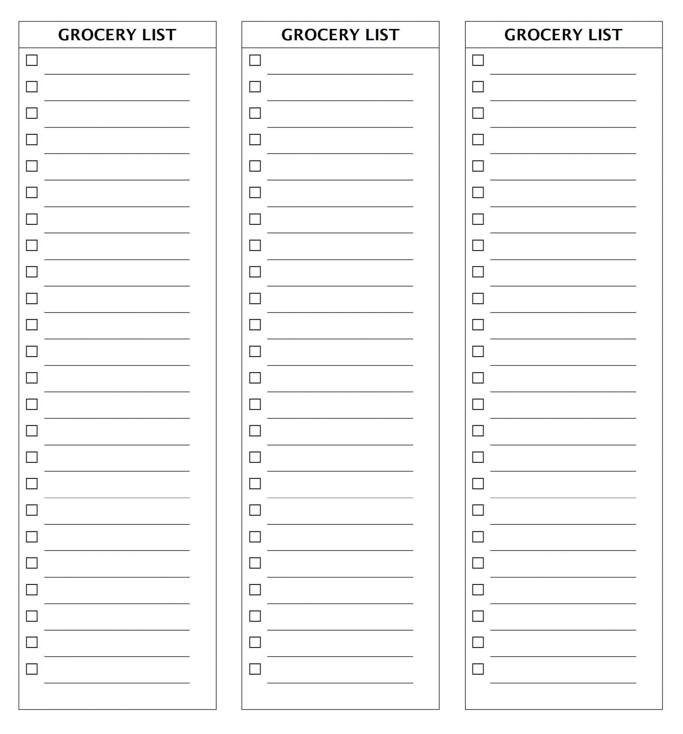 Blank Grocery List Examples And Forms