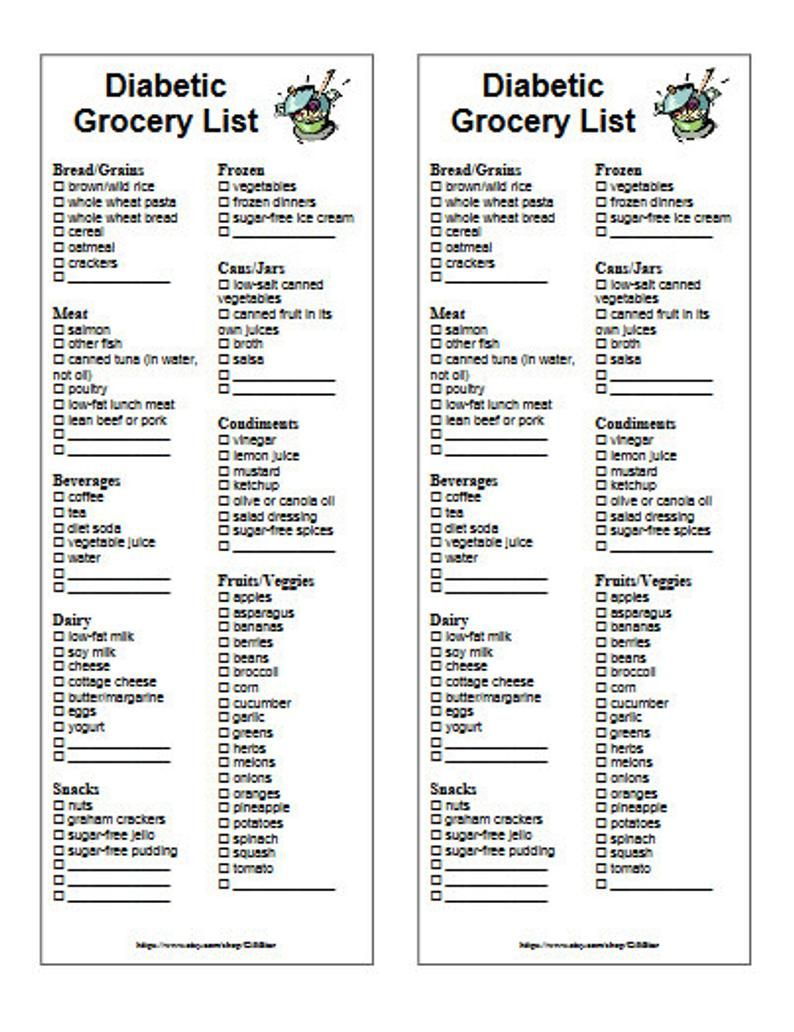Diabetic Food Grocery List Etsy Diabetic Food List 