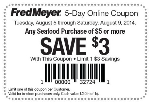 Fred Meyer 3 Off 5 Seafood Purchase Coupon Frugal 