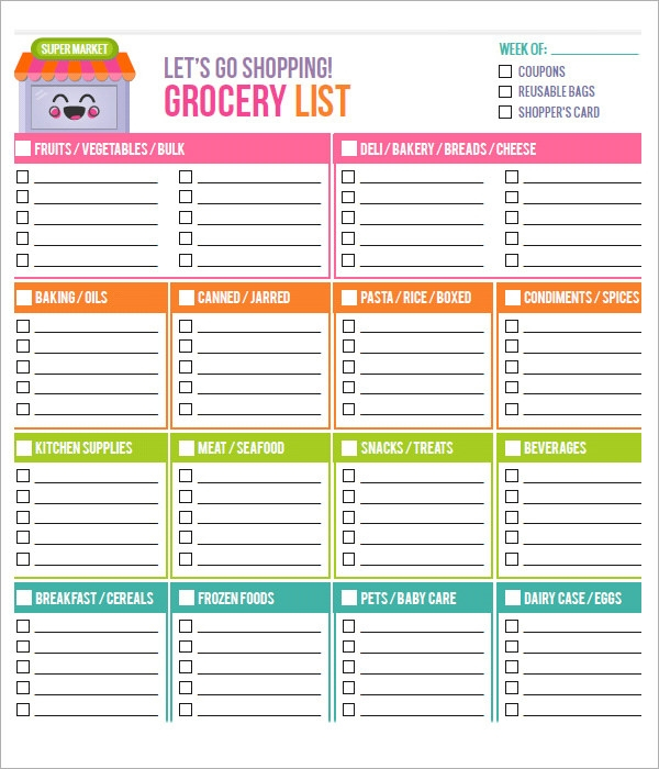 FREE 9 Printable Grocery List Templates In MS Word 