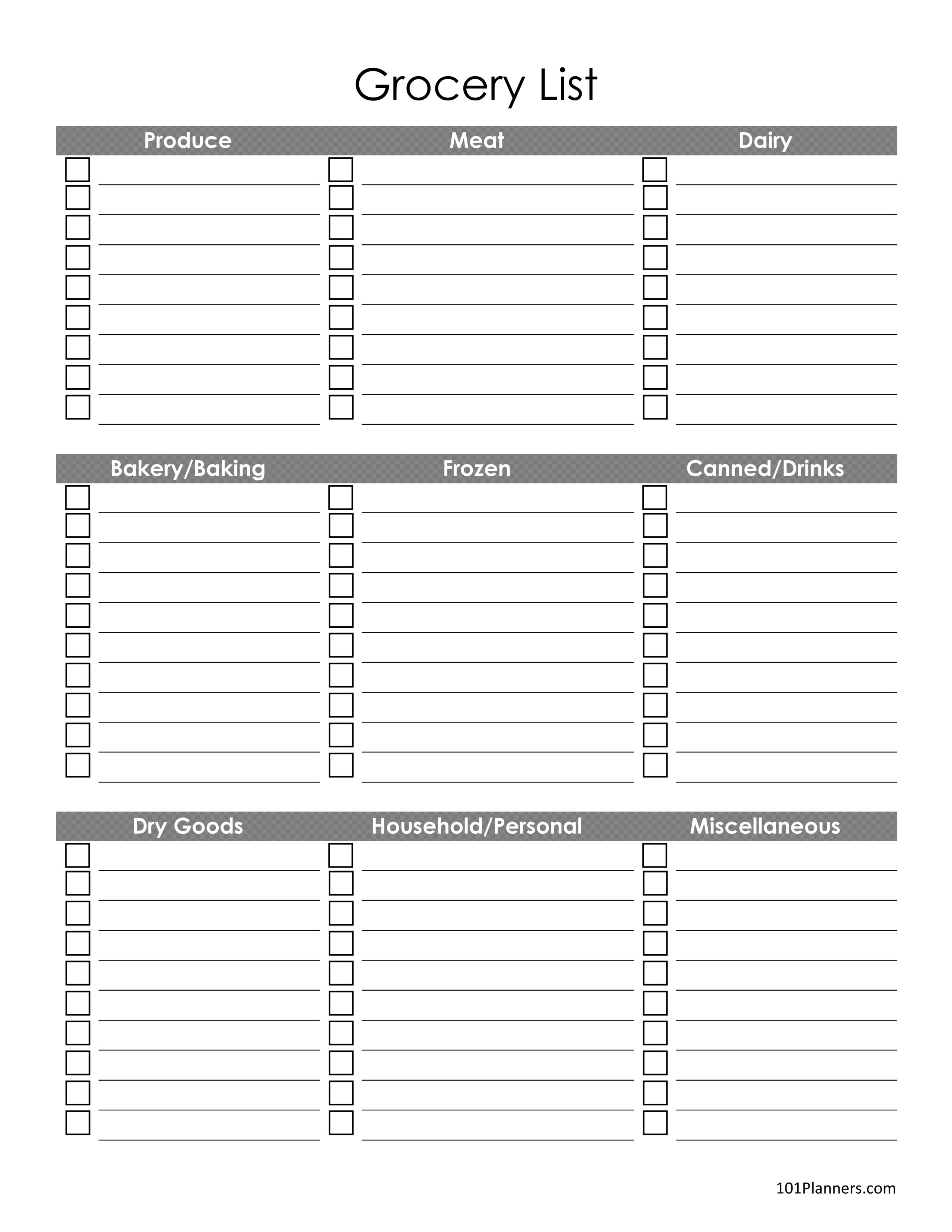 Free Printable Blank Grocery List Pdf Grocery Shopping 
