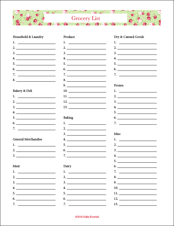 Free Printable Grocery Lists A Quiet Simple Life With 