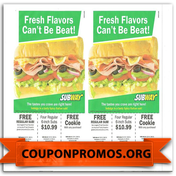 Free Printable Subway Coupon September 2017 With Images 