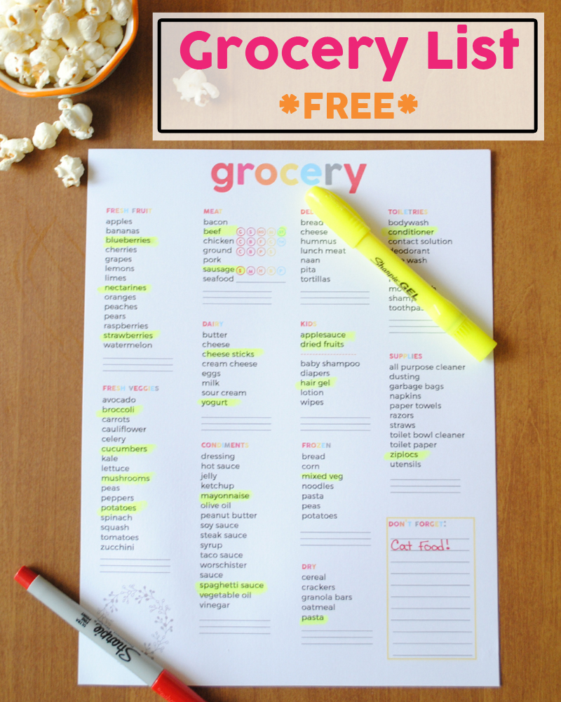 Grocery List Free Printable One Beautiful Home