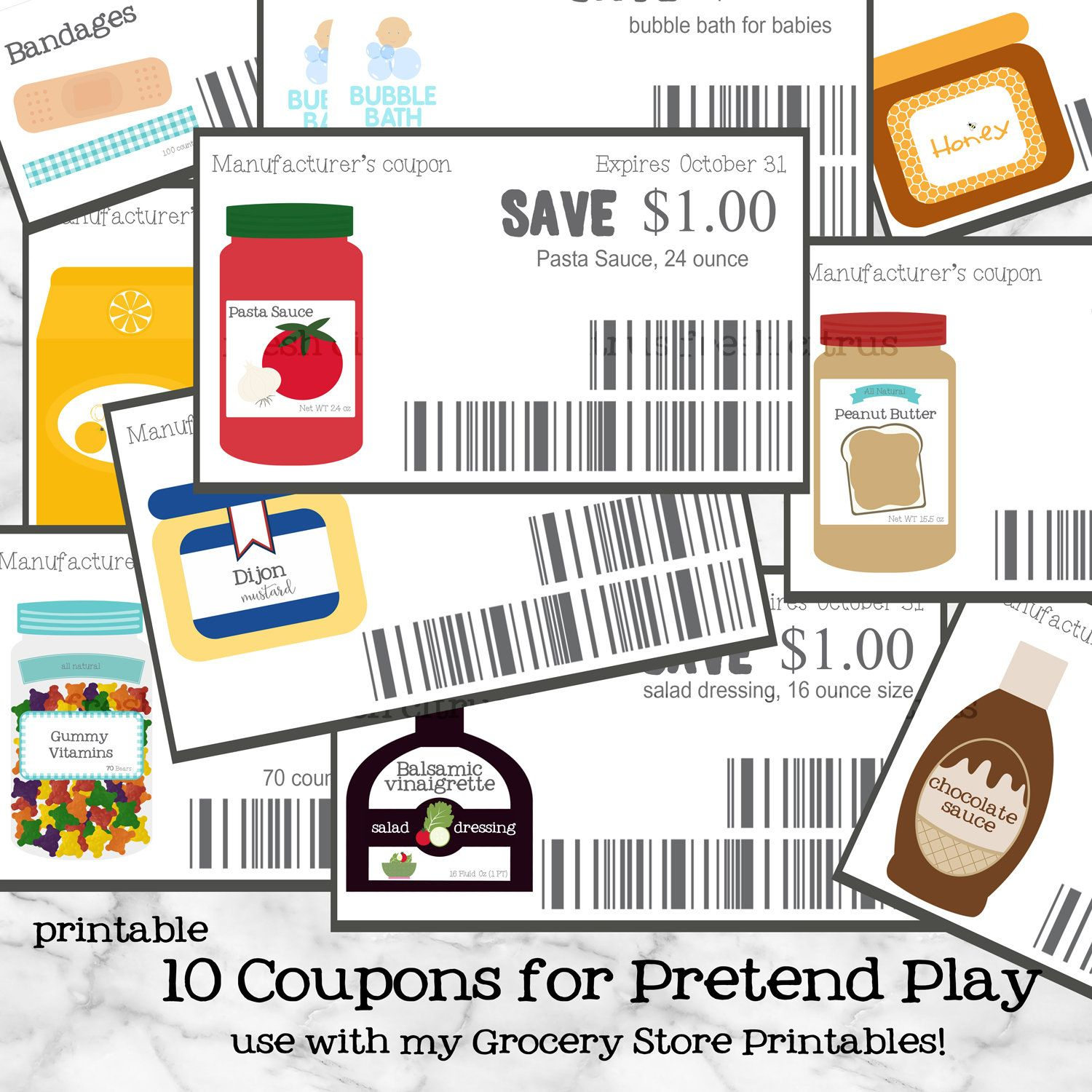 Grocery Store Printables Pretend Play Coupons Printable 
