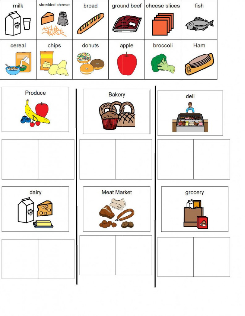 Grocery Store Sort Interactive Worksheet