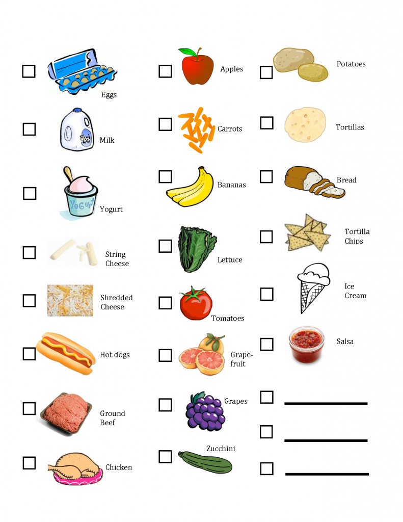 Kids Printable Shopping List Grocery List Printable