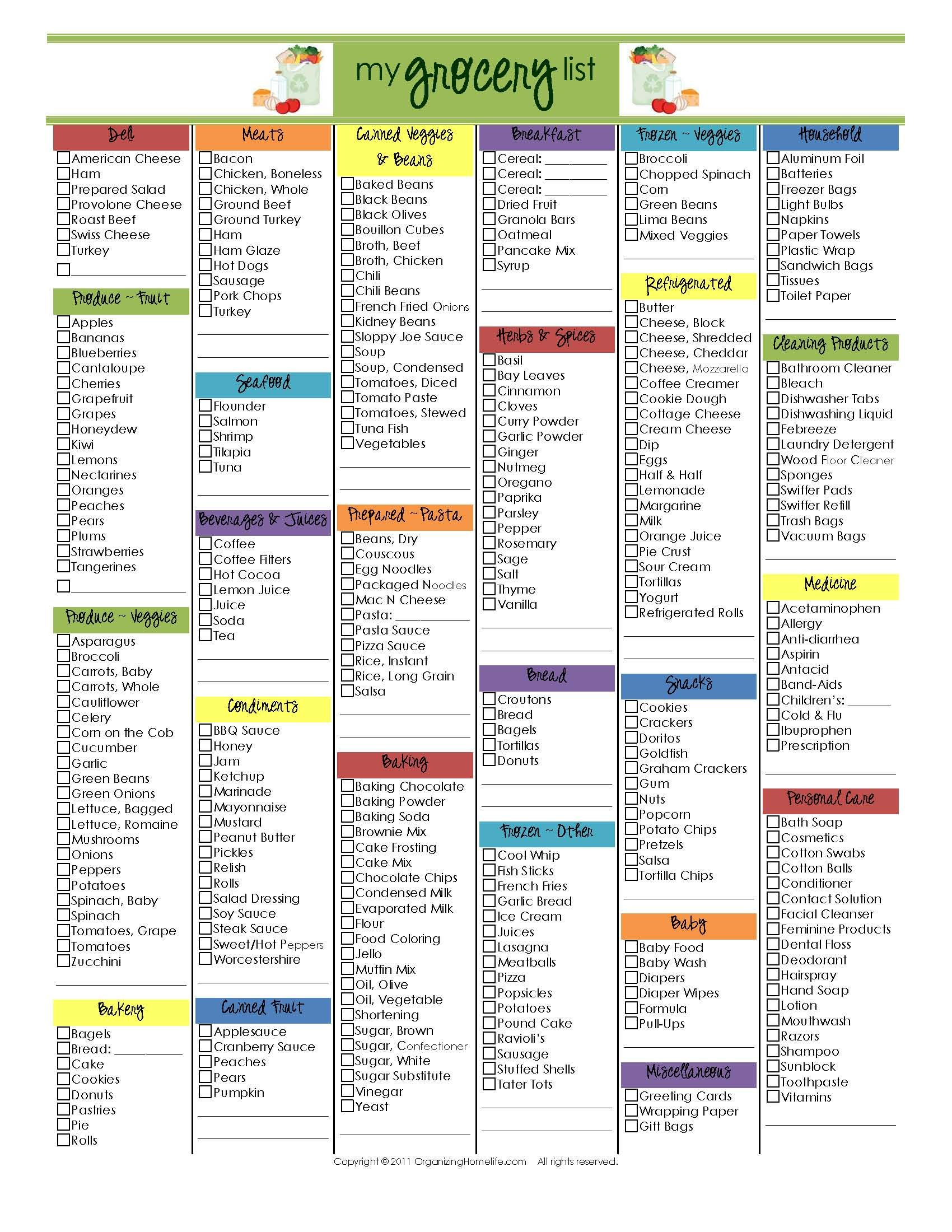 Pin By Tiffany Boyd On Misc Free Grocery List Grocery 