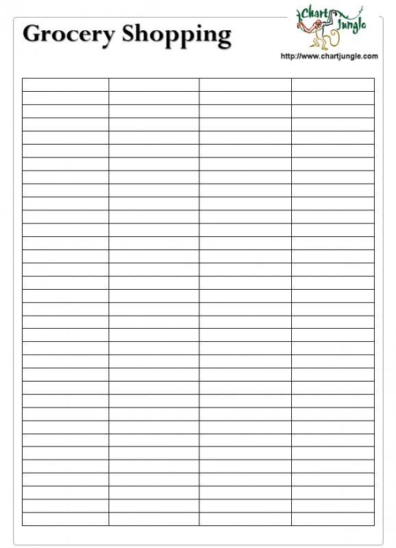 Printable Blank Grocery List Template Business