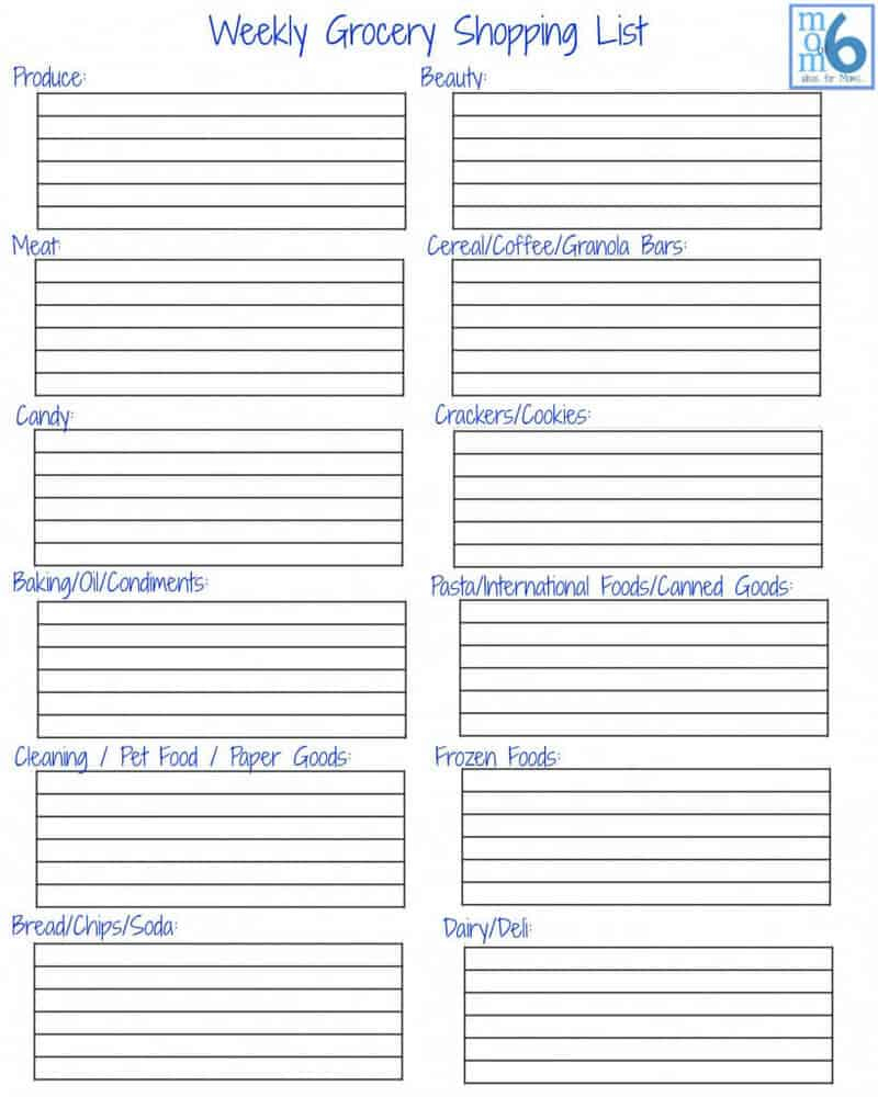 Printable Grocery List How To BE Organized MomOf6