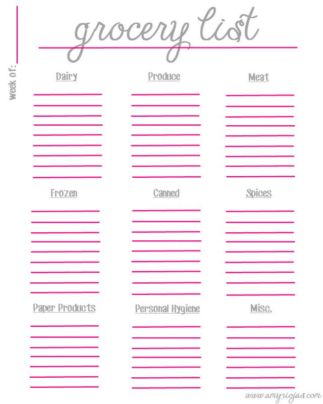 Printable Grocery List Template Shatterlion info