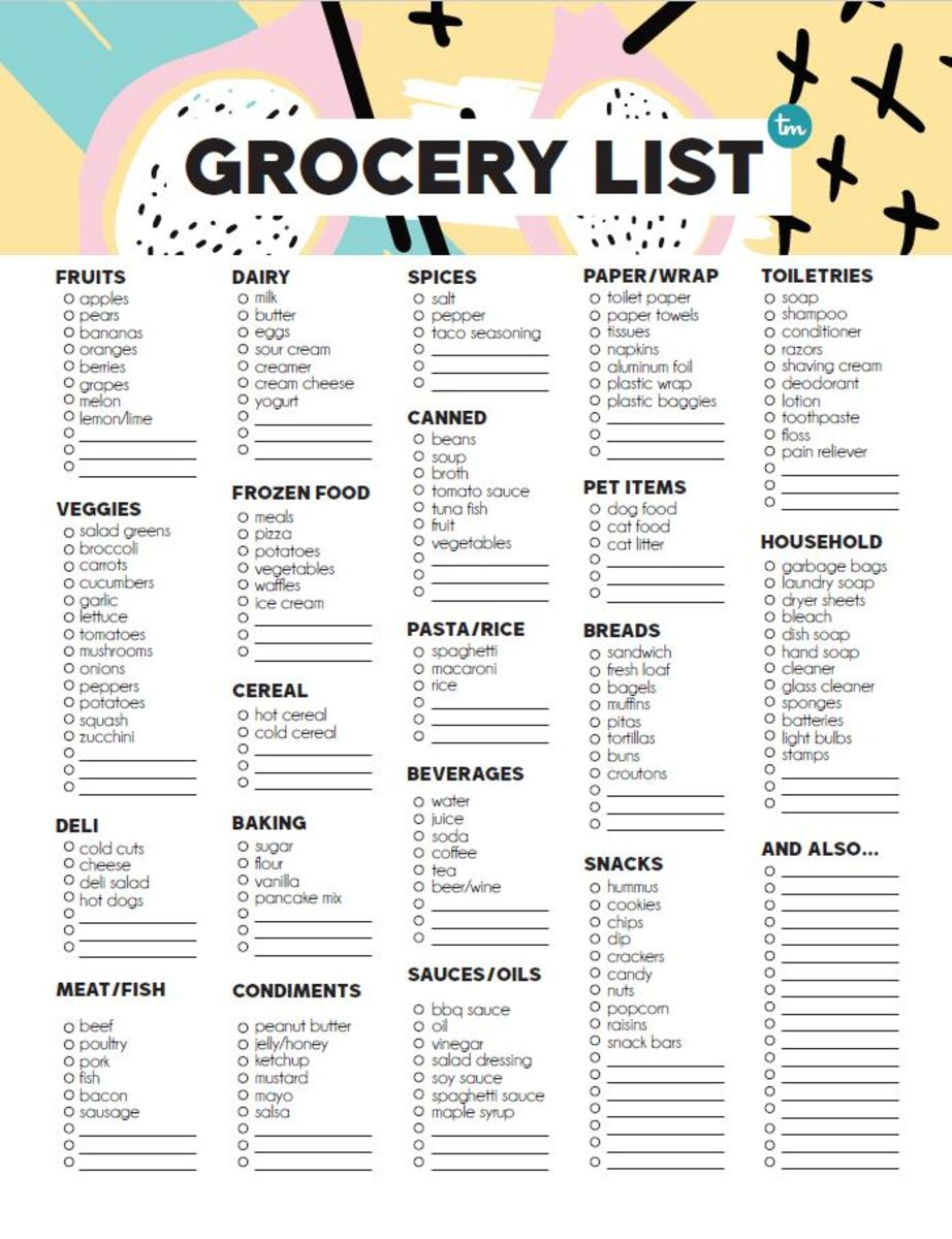 Printable Grocery List Today s Mama